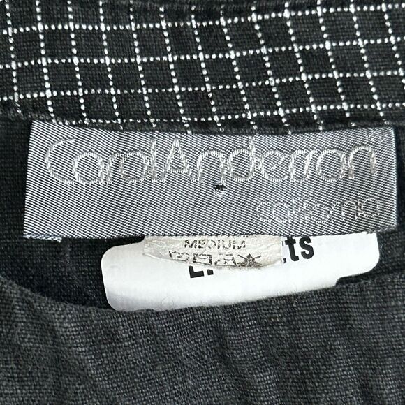 Carol Andersson Dress Womens Medium 100% Linen Maxi Check Modest Black White USA - Picture 4 of 8